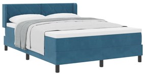 Boxspring Ágy Matrac nélkül Sötétkék 140x190 cm Bársony