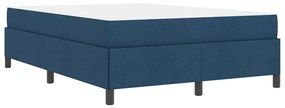 Boxrugós ágy Kék és Fekete 140 x 190 cm Textil és mérnöki fa