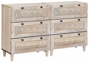 Széf 2 pcs Fehér 60 x 33 x 75 cm tömör mangófa