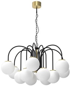 Csillár láncon CAMBRIDGE 12xE14/60W/230V fekete/sárgaréz