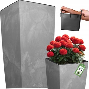 Virágtartó Kerti Virágtartó Beton Hatású Szürke Virágágyás Magas 61CM Betét