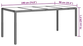 Kerti Étkezőasztal Barna 190x90x75 cm Poli Rattan
