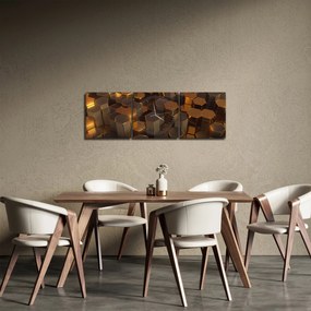 Kép - bronz hatszögek (órával) (90x30 cm)