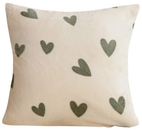 Mikroplüss párnahuzat HEARTINO 45x45 cm, krém színű