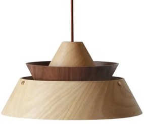 Fa csillár zsinóron 1xE27/60W/230V Ø 33 cm tömörfa/tölgy/dió/kaucsukfa