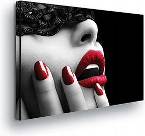 Vászonkép 80x60 Érzékiség Szenvedély Vörös ajkak Maszk Rejtély Elegancia