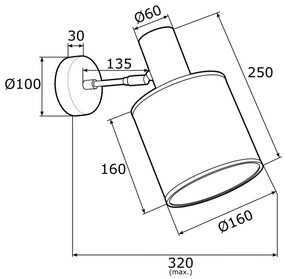 Argon 4279 - Fali spotlámpa HERMAN 1xE27/15W/230V sárgaréz/fekete