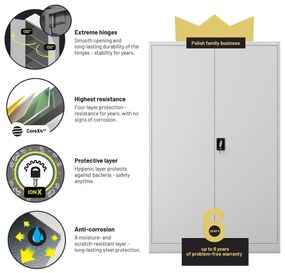 Fém iratszekrény JAN II, 1150 x 185 x 400 mm, szürke