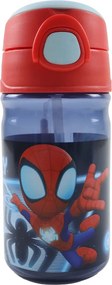 Pókember Spidey Glow műanyag szívószálas kulacs akasztóval 350 ml