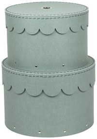 Kékeszöld fedeles karton tárolódoboz szett 2 db-os ø 26x17,5 cm Wilma Canvas Paper Laminate – Bigso
