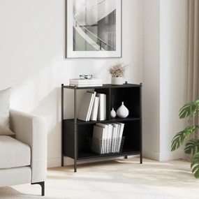 fekete szerelt fa könyvszekrény 72 x 28 x 77,5 cm