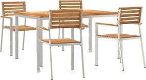 vidaXL Kert étkező szett 5 pcs Barna Tömör Teakfa