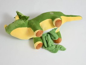 Plüss DÍNÓ zöld babatakaróval belül