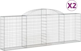 vidaXL 2 db íves horganyzott vas gabion kosár 300 x 30 x 100/120 cm