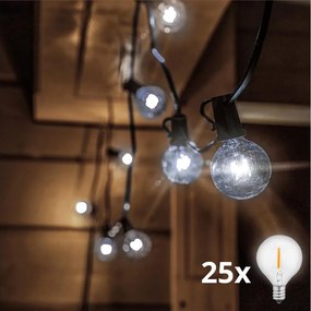 Brilagi - LED kültéri díszfényfüzér GIRLANDA 25xE12 20m IP44 hideg fehér