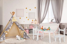 Fa gyerekasztal 2 székkel fehér