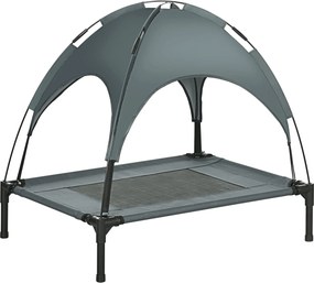 PawHut Emelt Kutyaágy Napernyővel, Kü açık Kutyaágy, Lélegző, Taft Anyag Képzeléshez Szürke 76 x 61 x 73 cm | Aosom