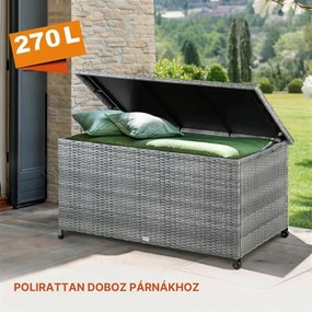 RICCO polyrattan tárolódoboz, 117x53x60cm, szürke Casaria