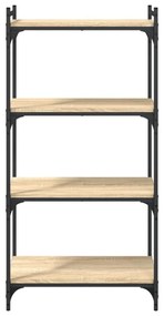 4 szintes sonoma tölgy szerelt fa könyvespolc 60 x 30 x 120 cm