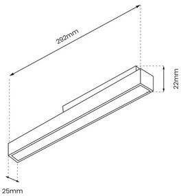 LED lámpatest mágneses sínrendszerhez MAGNETIC TRACK LED/12W/48V