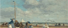 Kép - Eugène Boudin, Beach  at Trouville, reprodukciók (120x50 cm)