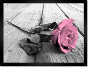 Poszterek keretben 40x30 Púderrózsa a deszkákon