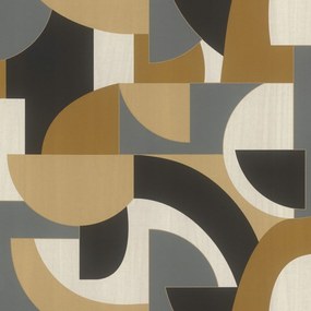 Geometrikus fali tapéta sárga-fekete Allegretto 791914 Rasch