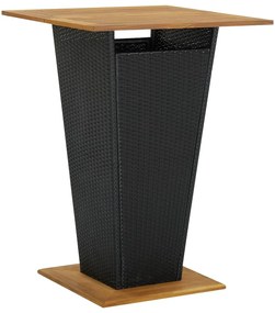 vidaXL fekete polyrattan és tömör akácfa bárasztal 80 x 80 x 110 cm