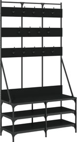 vidaXL fekete ruhafogas cipőpolccal 100x40x184 cm