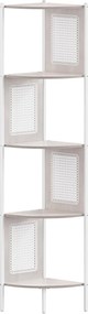 5 szintes sarokpolc, könyvespolc polirattan oldalakkal, 156x32x32 cm, zab bézs