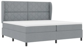 Boxspring Ágy Matraccal - Világosszürke, 200x200 cm Szövet