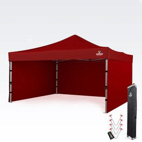 Alumínium promó sátor 4x4 m ALU PREMIUM – 3 oldalfal, HEX 45 mm - plusz 3 oldalfal - Piros