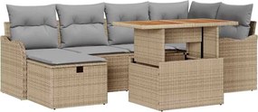 vidaXL Kerti Kanapé Szett párnával tárolóval 7 pcs Bézs polirattan