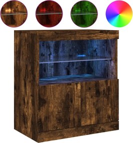 vidaXL füstös tölgy színű tálalószekrény LED-ekkel 60 x 37 x 67 cm