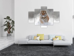 Futó tigris a hóban képe (150x105 cm)