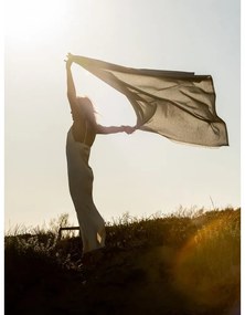 Summer Linen bézs pléd, 140 x 180 cm - Euromant