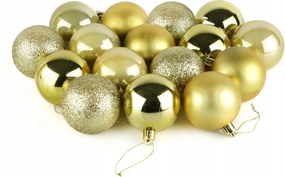 Arany színű karácsonyfadísz gömbök, 6 cm, 16 darabos szett