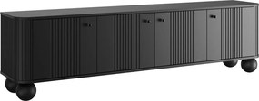 Vesper 4D TV-szekrény 187 cm - fekete, fekete fogantyúkkal, gömb lábakkal