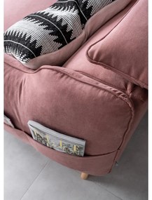 Világos rózsaszín bársony kinyitható sarokkanapé (bal oldali) Sweet Harmony – Miuform