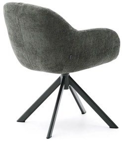 Sötétzöld kárpitozott karfás étkezőfotel Dorina – Kave Home