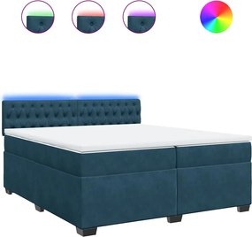 vidaXL kék bársony rugós ágy matraccal 200x200 cm