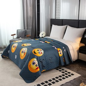 Ágytakaró EMOJI KINYÚJTOTT mintával szürke Méret: 170 x 210 cm