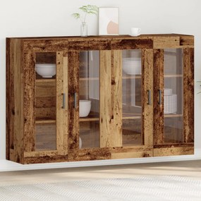 Fali Szekrények 2 db Régi Fa 69,5x34x90 cm Készített Fa