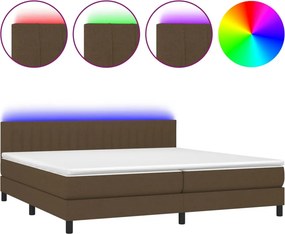 vidaXL barna szövet rugós és LED-es ágy matraccal 200x200 cm