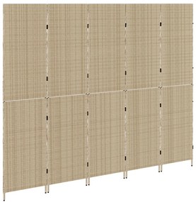 5 Paneles Páraván Összecsukható Bézs 245x180 cm Poly Rattan