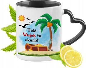 Fekete Bögre Szív Alakú Füllel Ajándék Nyomtatott