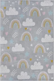 Gyerekszőnyeg 160x235cm,szürke,színes szivárvány ,puha sörték