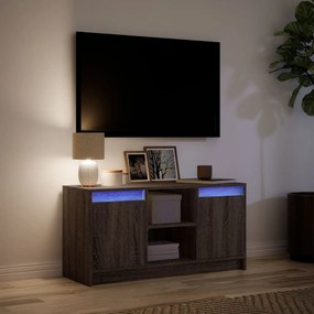 barna tölgy színű szerelt fa LED-es TV-szekrény 100x34x50 cm