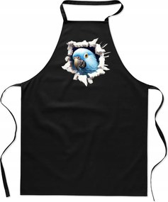 Konyhai Kötény pamut fekete lyuk Papagáj madár FA_489_cz