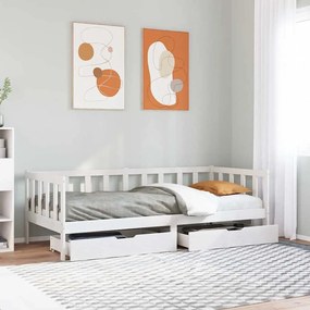fehér tömör fenyőfa kanapéágy fiókkal 80 x 200 cm